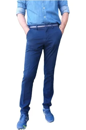 Masons Broeken, Heren, Blauw, 3Xl, Katoen, Slim Chino Broek