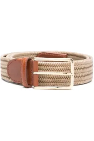 CANALI Accessoires, Heren, , 95 CM, Leer, Geweven Riem met Gesp