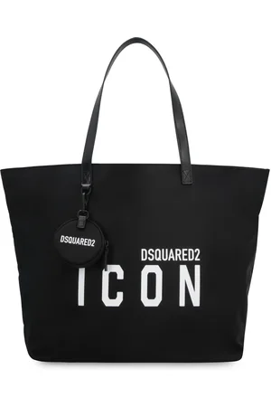 Dsquared2 Tassen, Dames, Zwart, ONE Size, Nylon, Icon Nylon Tote met lederen details