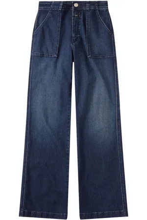 Closed Jeans, Dames, Blauw, W25, Katoen, Wijde Pijpen Broek