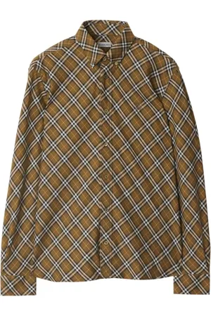 Burberry Overhemden, Heren, Bruin, XL, Katoen, Geruit Casual Overhemd