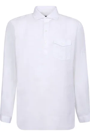 LARDINI Overhemden, Heren, Wit, S, Linnen, Linnen Overhemd