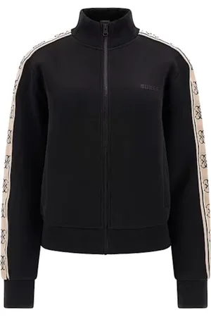 Guess Sweatshirts & Hoodies, Dames, Zwart, M, Katoen, Katoenen Zwart Full Zip Jacket met 4G Logo