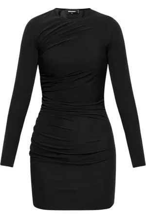 Dsquared2 Kleedjes, Dames, Zwart, S, Lange Mouw Zwarte Mini Jurk