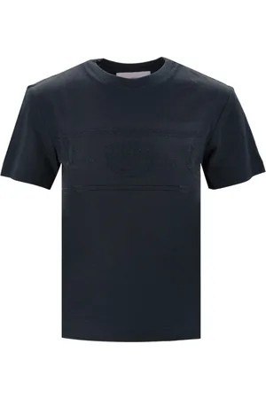 Chiara Ferragni Tops, Dames, Zwart, L, Katoen, Crystal Logo T-shirt