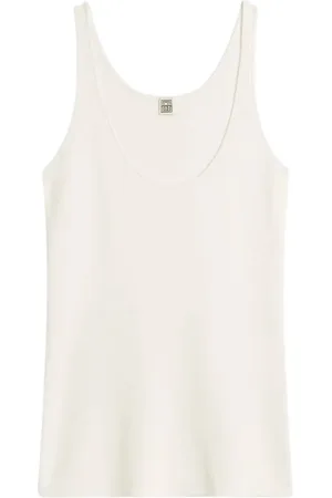 Totême Tops, Dames, Wit, M, Minimalistische Gebreide Tanktop