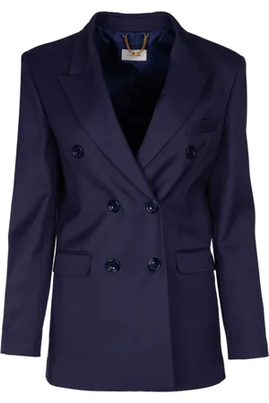 Elisabetta Franchi Jassen, Dames, Blauw, XS, Double-Breasted Blazer