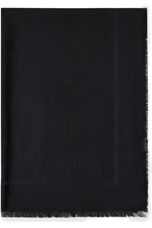 Elisabetta Franchi Accessoires, Dames, Zwart, ONE Size, Jacquard Lettering Pashmina Sjaal