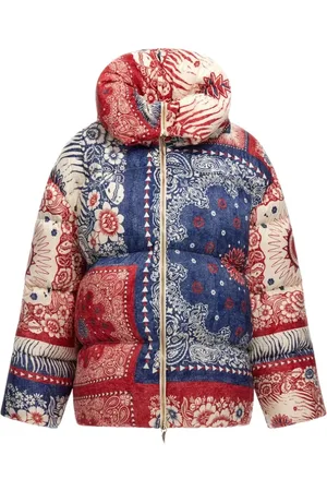 Roberto Cavalli Jassen, Dames, Veelkleurig, S, Polyester, Bandana Print Puffer Jacket