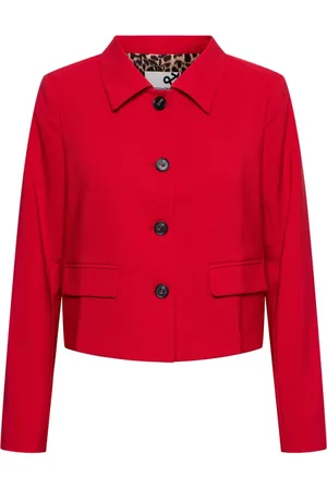 &Co Woman Jassen, Dames, Rood, S, Leer, Kort Getailleerde Blazer