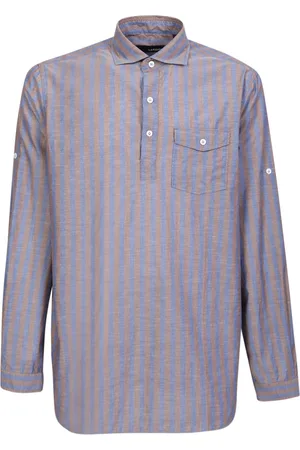 LARDINI Tops, Heren, Bruin, M, Katoen, Shirt met verticaal streepmotief