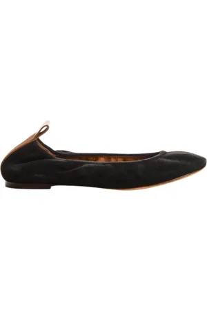 Lanvin Schoenen, Dames, Zwart, 41 EU, Leer, Platte leren ballerina`s