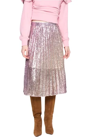 Silvian Heach Rokken, Dames, Roze, S, Polyester, Sequin Pleated Midi Rok