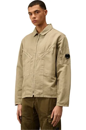 C.P. Company Jassen, Heren, Groen, M, Linnen, Linnen Zip Overshirt