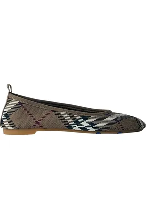 Burberry Schoenen, Dames, Bruin, 36 EU, Nylon, Check Gebreide Baby Ballerina Flats