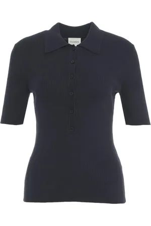 Closed Tops, Dames, Blauw, S, Katoen, Cashmere Blend Polo Shirt