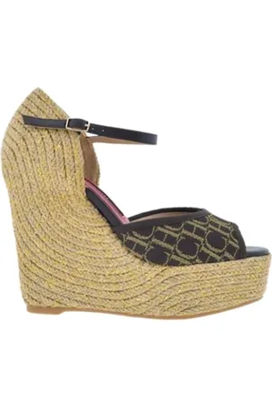 Carolina Herrera Schoenen, Dames, Bruin, 40 EU, Jute, Canvas Sleehakken