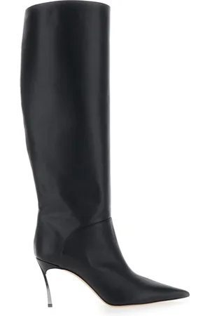 Casadei Schoenen, Dames, Zwart, 41 EU, Leer, Superblade 80 Hiel Knielaarzen