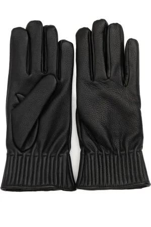 Orciani Accessoires, Dames, Zwart, 8 1/2 IN, Leer, Zwarte leren gehamerde handschoenen