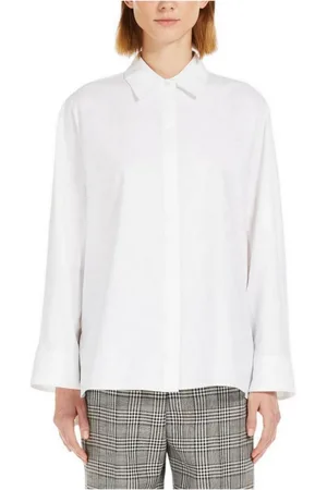 Max Mara Blouses & Shirts, Dames, Wit, XL, Katoen, Witte Oxford Katoenen Uitlopende Blouse