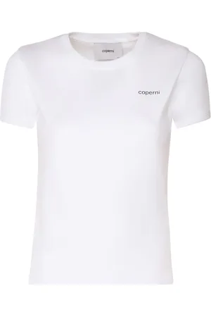 COPERNI Tops, Dames, Wit, S, Katoen, Katoenen T-shirt met Ronde Hals