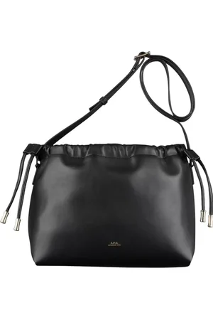 A.P.C. Tassen, Dames, Zwart, ONE Size, Polyester, Zwarte Faux Leather Schoudertas met Trekkoord