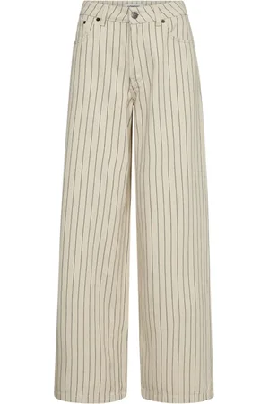 Co`Couture Broeken, Dames, , S, Katoen, Pinstripe Wide Leg Jeans