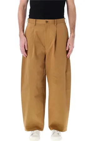 Comme des Garçons Broeken, Heren, Bruin, M, Katoen, Beige Chino Broek Stijlvol Wijde Pijp