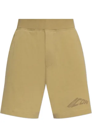 Dsquared2 Korte broeken, Heren, Groen, XL, Katoen, Katoenen Shorts met Geprint Logo