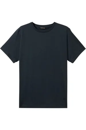 Brooks Brothers Tops, Heren, Blauw, S, Katoen, Gemerzeriseerd katoenen ronde hals T-shirt