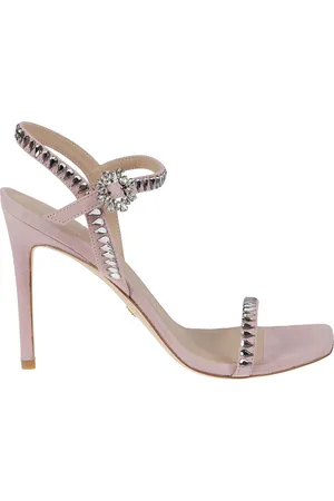 Stuart Weitzman Schoenen, Dames, Roze, 38 EU, Suède, Gemcut Sandalen met Hoge Hak
