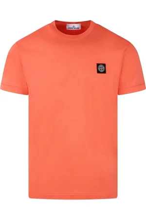 Stone Island Tops, Heren, Oranje, L, Katoen, Logo Patch Jersey T-Shirt