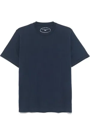 FEDELI Tops, Heren, Blauw, 2Xl, Katoen, T-shirt met korte mouwen en ronde hals