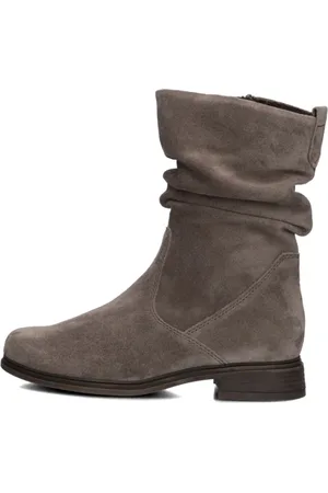 Gabor Schoenen, Dames, Bruin, 40 1/2 EU, Suède, Grijze Suède Enkellaarsjes