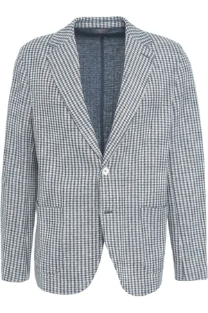 Circolo Jassen, Heren, Blauw, XL, Katoen, Blauwe Vichy Blazer voor Mannen