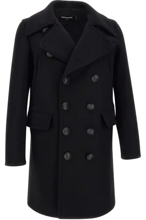 Dsquared2 Mantels, Heren, Zwart, M, Heren Dubbel-Breasted Jas - Zwart