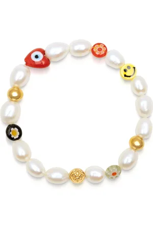 Nialaya Accessoires, Heren, Geel, S, Smiley Face Parel Armband
