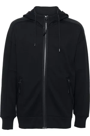 C.P. Company Sweatshirts & Hoodies, Heren, Blauw, L, Katoen, Diagonal Raised Fleece Goggle Hooded Sweatshirt