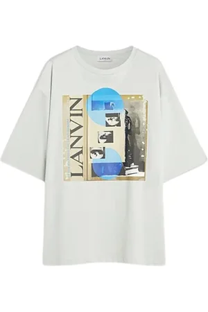 Lanvin Tops, Dames, Groen, S, Katoen, Printed Archive Oversized T-shirt