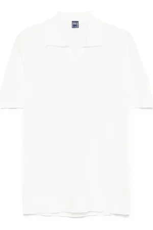 FEDELI Tops, Heren, Wit, L, Katoen, Katoenen Piqué Poloshirt