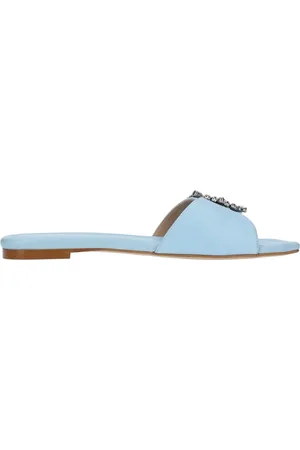 Stuart Weitzman Schoenen, Dames, Blauw, 36 EU, Leer, Shine Buckle Slides
