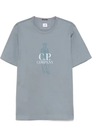 C.P. Company Tops, Heren, Blauw, XL, Stormachtig Weer T-Shirts