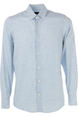 Liu Jo Overhemden, Heren, Blauw, M, Katoen, Slim-fit overhemd met knoopsluiting