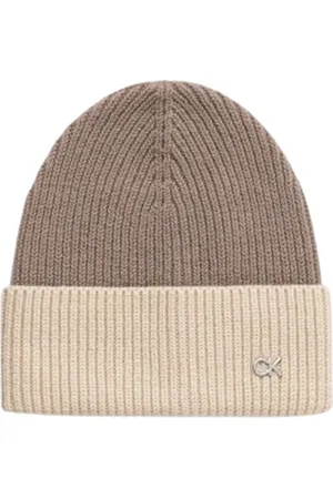 Calvin Klein Accessoires, Dames, Bruin, ONE Size, Metalen Chunky Beanie