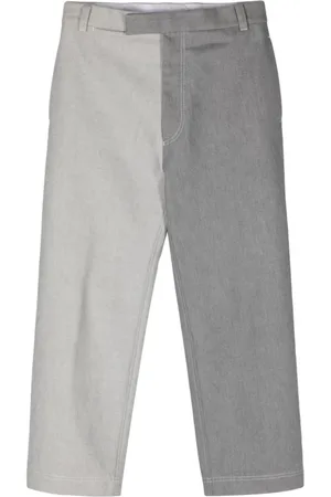 Thom Browne Broeken, Heren, Grijs, M, Wol, Klassieke Grijs Tweekleurige Broek