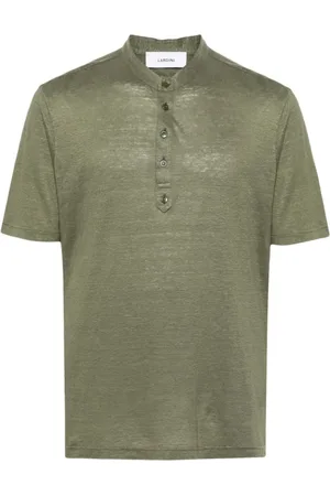 LARDINI Tops, Heren, Groen, S, Linnen, Groene Gebreide Poloshirt