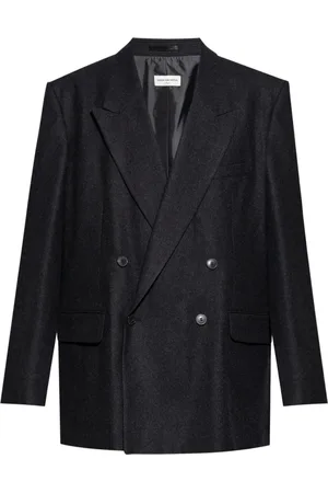 DRIES VAN NOTEN Jassen, Heren, Grijs, L, Wol, Oversized Double Breasted Blazer