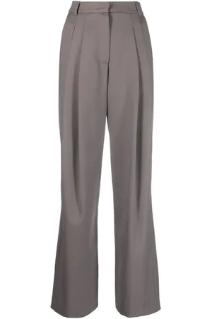 Low Classic Broeken, Dames, Grijs, M, Wol, Grijze Wollen Hoge Taille Broek