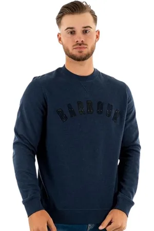 Barbour Sweatshirts & Hoodies, Heren, Blauw, L, Katoen, Navy Marl Crew Neck Sweatshirt
