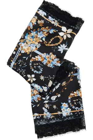 ERMANNO SCERVINO Accessoires, Dames, Zwart, ONE Size, Bloemenkanten Hoed